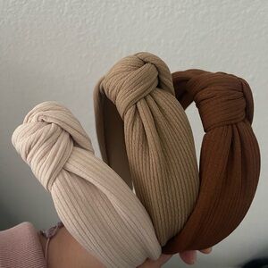 Elegant Knotted Headband Set - Cream, Tan, and Brown